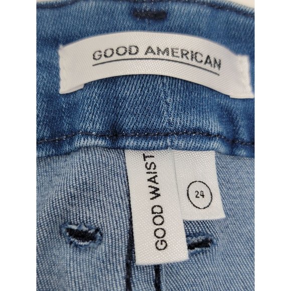 Good American Good Waist Size 24 Denim Blue‎ Jeans Blue Skinny Raw Hem - Picture 6 of 10